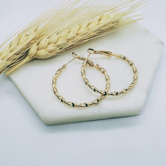 Jewelry - 5 for $25 Gold Color Twisted Hoop Earrings 1.25'
